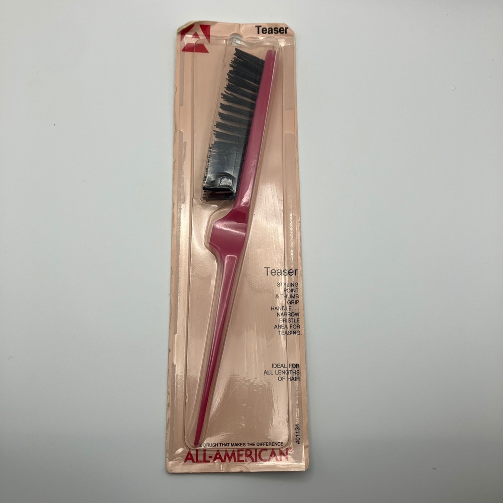 All-American Teaser Brush Styling Point Thumb Grip Handle Narrow Bristle Pink‎